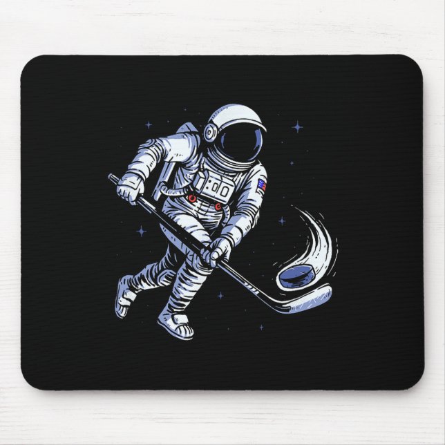 Space Hockey Astronaut Playing In Zero Gravity  Mouse Pad (Front)
