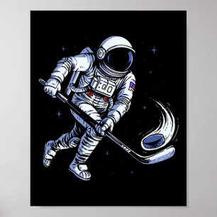 Space Hockey Astronaut Playing In Zero Gravity  Poster