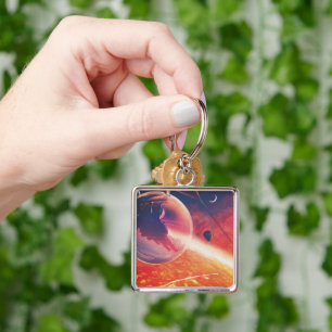 Space Hot Air Balloon 55 Cancri Volcanic Hellscape Key Ring