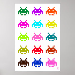 Space Invaders  Fine Art Print. Vintage Retro 80s Poster