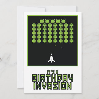 Space Invasion Birthday Invitation