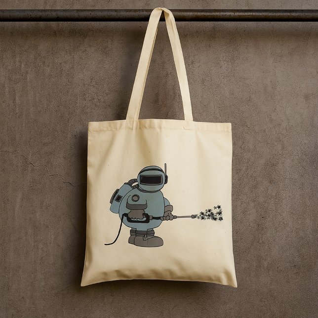 Space Janitor Spraying Stars Sci-Fi Astronaut  Tote Bag (Creator Uploaded)