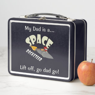 Space journey of a rocketeer metal lunch box