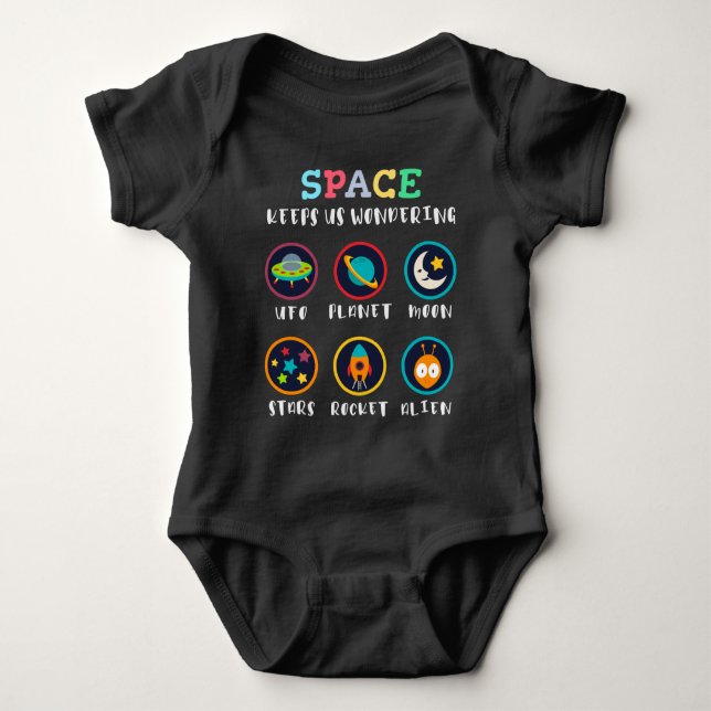 Space keeps us wondering baby bodysuit (Front)