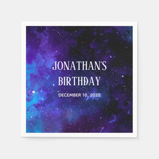 Space kids birthday. Planetarium party. Galaxy Napkin (Front)