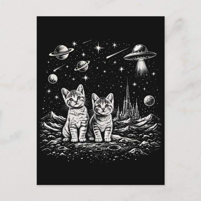 Space Kittens Cats in Cosmos Postcard (Front)