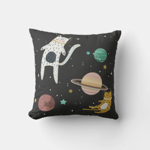 Space kitty and planet cushion