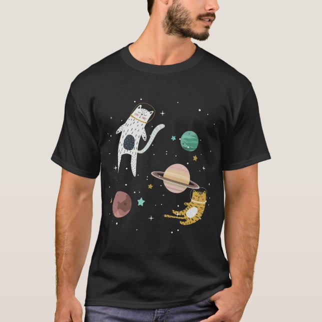 Space kitty and planet T-Shirt (Front)