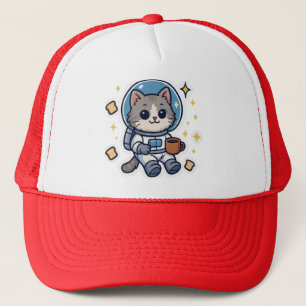 Space Kitty Trucker Hat – Cosmic Cat Print
