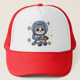 Space Kitty Trucker Hat – Cosmic Cat Print