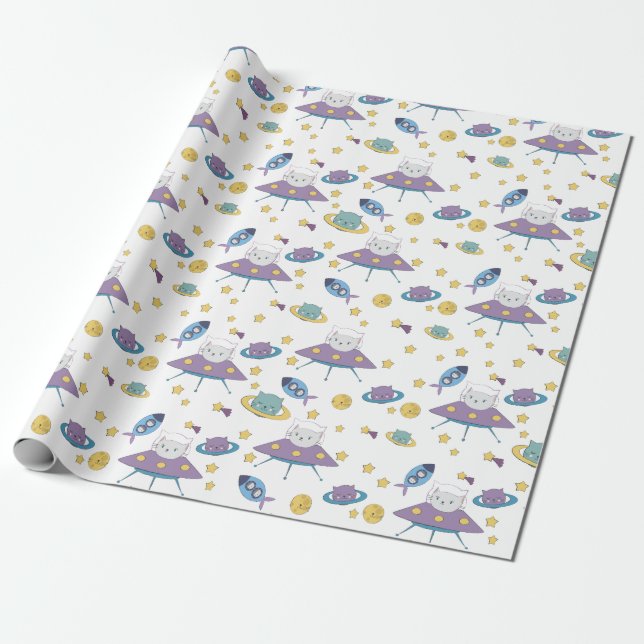 Space Kitty Wrapping Paper (Unrolled)
