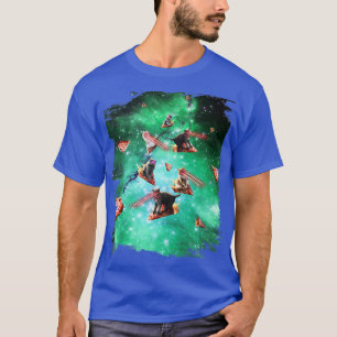 Space Laser Eye Cat Riding Pizza, Galay Cats 1573  T-Shirt
