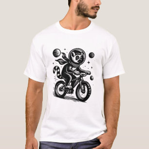 Space Lemur Astronaut Riding Bicycle - Madagascar  T-Shirt