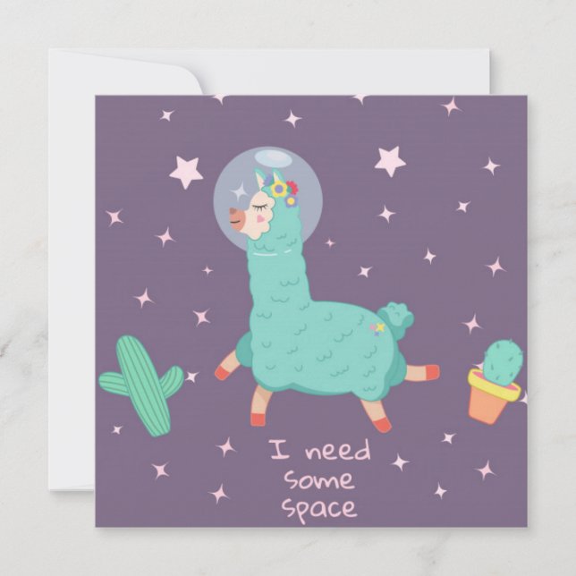 Space Llama Holiday Card (Front)