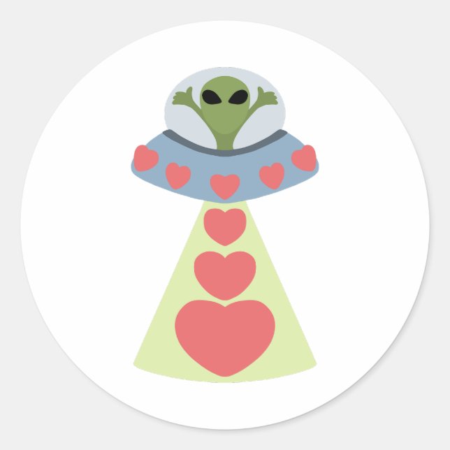 Space Love Alien Valentine Classic Round Sticker (Front)
