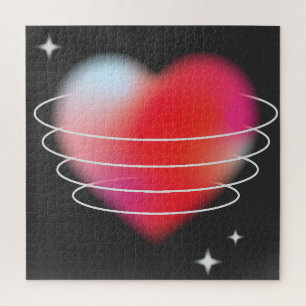 Space love, red heart hitech design valentines day jigsaw puzzle
