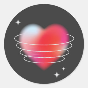 Space love, red heart hitech valentines day classic round sticker