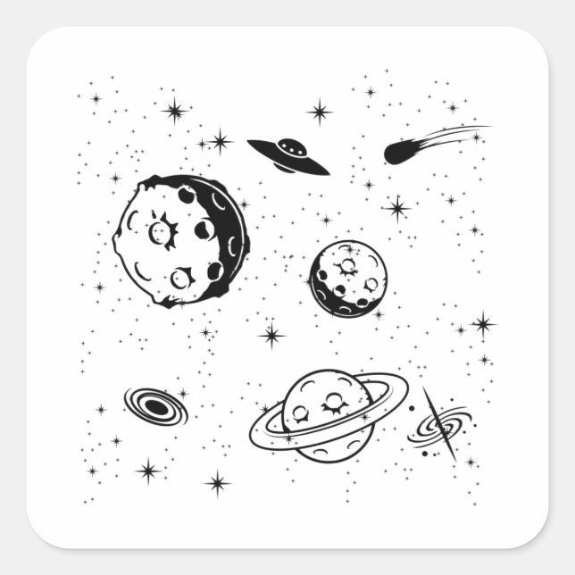 Space Lover Adult Astronomy Hobby Outer Space Square Sticker (Front)