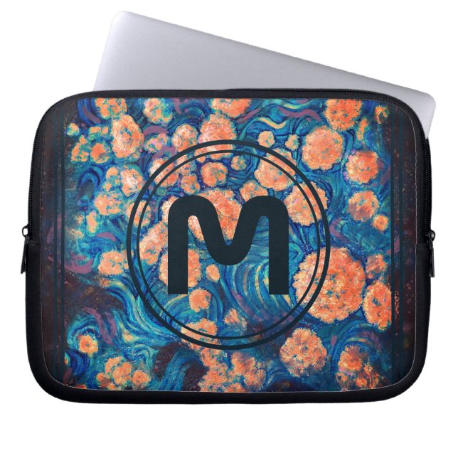 Space Mimosa Golden Nebula Blossom & your letter Laptop Sleeve (Front)