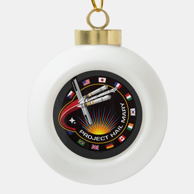 Space Mission Patch Ceramic Ball Christmas Ornament (Front)