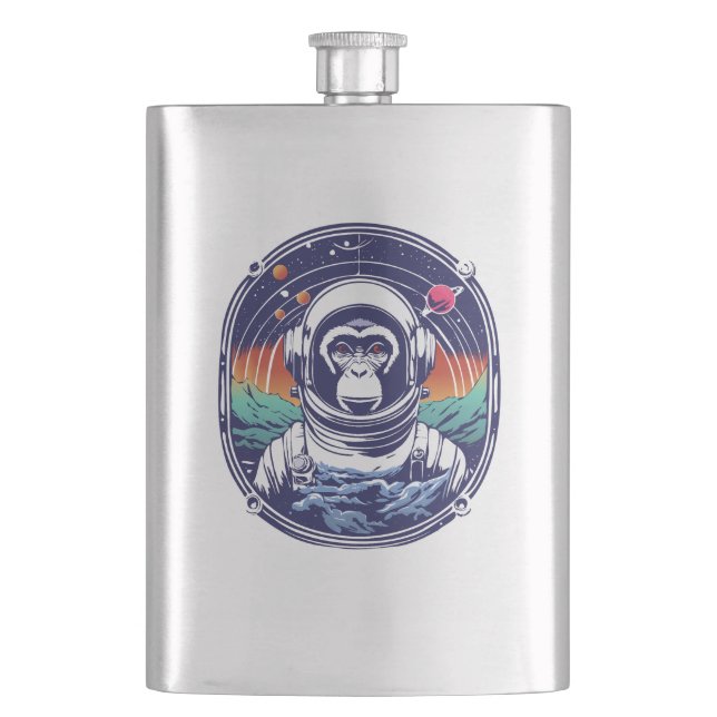 Space Monkey Astronaut Hip Flask (Front)