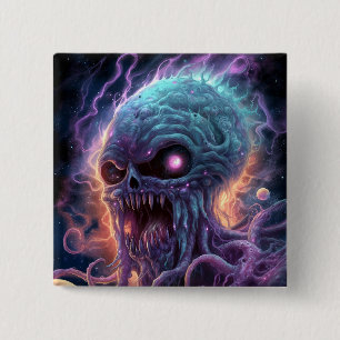 Space Monster Horror Art 15 Cm Square Badge