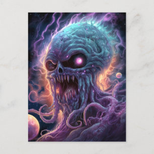 Space Monster Horror Art Postcard