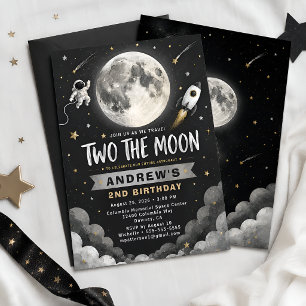 Space Moon 2nd Birthday Invitation