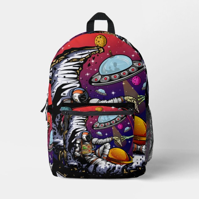 Space Moon Cheese Printed Backpack (Front)