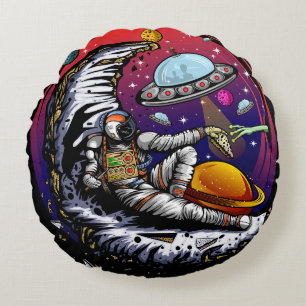 Space Moon Cheese Round Cushion