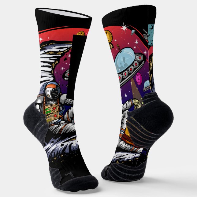 Space Moon Cheese Socks (Angled)