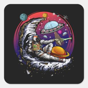 Space Moon Cheese Square Sticker