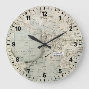 SPACE: MOON MAP, 1972 LARGE CLOCK