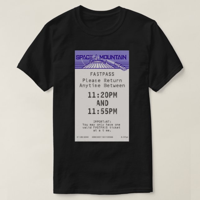 Space Mountain Fastpass Sticker T-Shirt (Design Front)