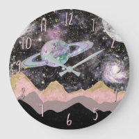 Space Mountains Gold Starry Sky Galaxy Planets