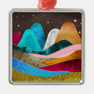 Space Mountains Metal Ornament
