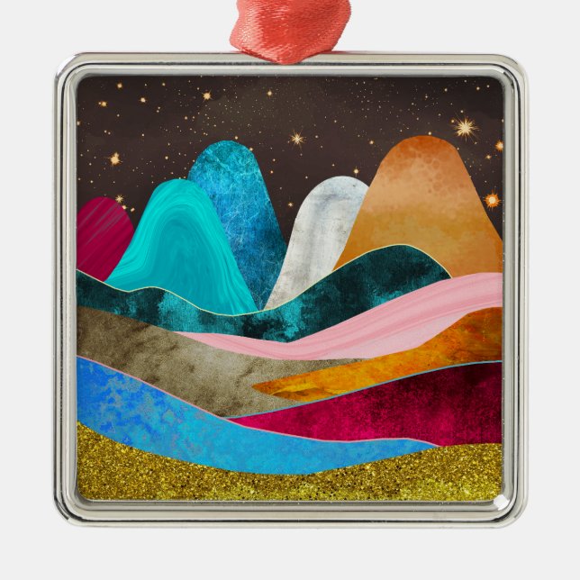 Space Mountains Metal Ornament (Front)