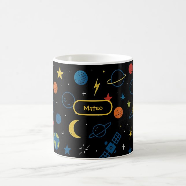 Space Mug with Rocket Ship and Planets for Boys (Center)