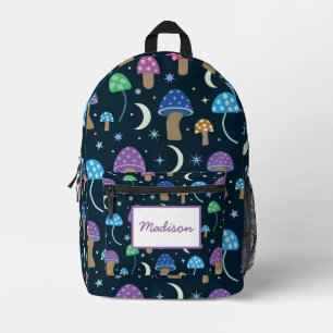 Space Mushroom with Moon Stars Custom School Printed Backpack