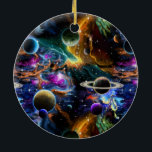 Space Nebula and Planets Ceramic Ornament<br><div class="desc">A spectacular image of a colourful space nebula with  planets. Perfect for geeks,  science fiction lovers or astronomy enthusiast.</div>