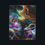 Space Nebula and Planets Fleece Blanket<br><div class="desc">A beautifully detailed painting showing a colourful nebula with planets and shimmering stars.</div>