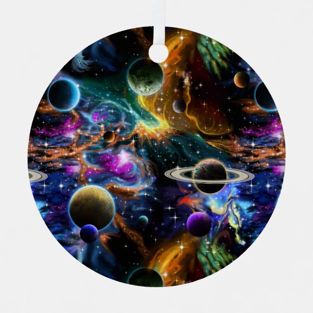Space Nebula and Planets Metal Tree Decoration (Front)