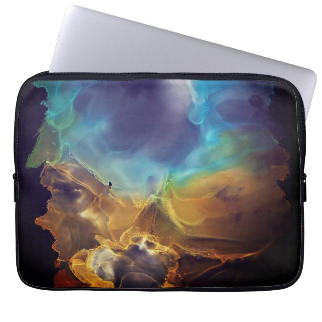 Space Nebula blue yellow Alcohol ink art  Laptop Sleeve (Front)