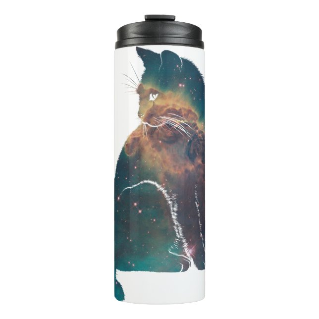 Space Nebula Cat Thermal Tumbler (Front)