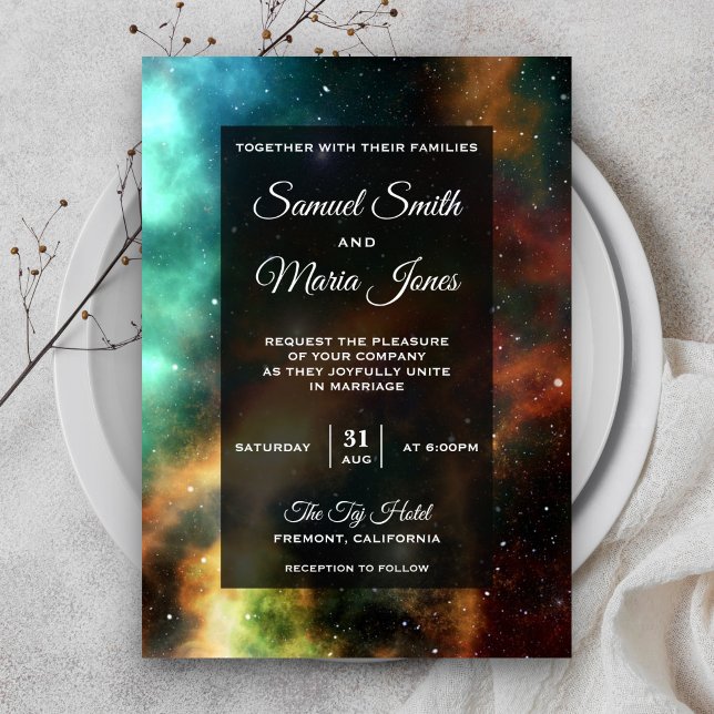 Space Nebula Colourful Galaxy Wedding Invitation (Creator Uploaded)