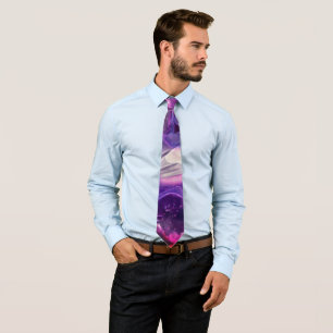 Space Nebula pink and purple, stars Alcohol ink Tie