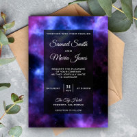 Space Nebula Purple Galaxy Wedding Invitation