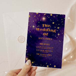 Space Nebula Purple Galaxy Wedding Invitation