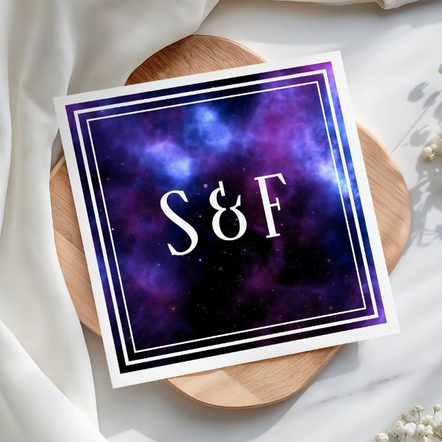 Space Nebula Purple Galaxy Wedding Paper Napkin (Creator Uploaded)