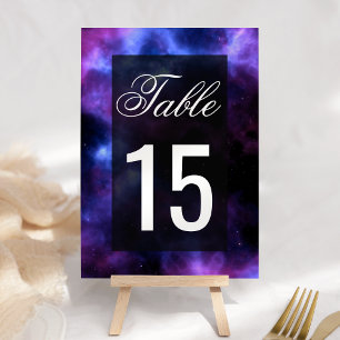 Space Nebula Purple Galaxy Wedding Table Number
